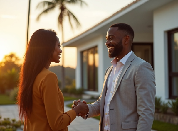 Couple devant une maison
